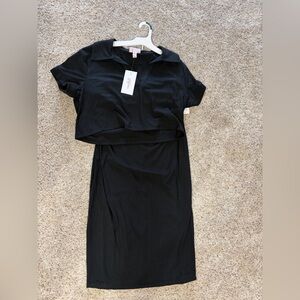 Men's Black Dress Pants with Subtle Pinstripe Detail